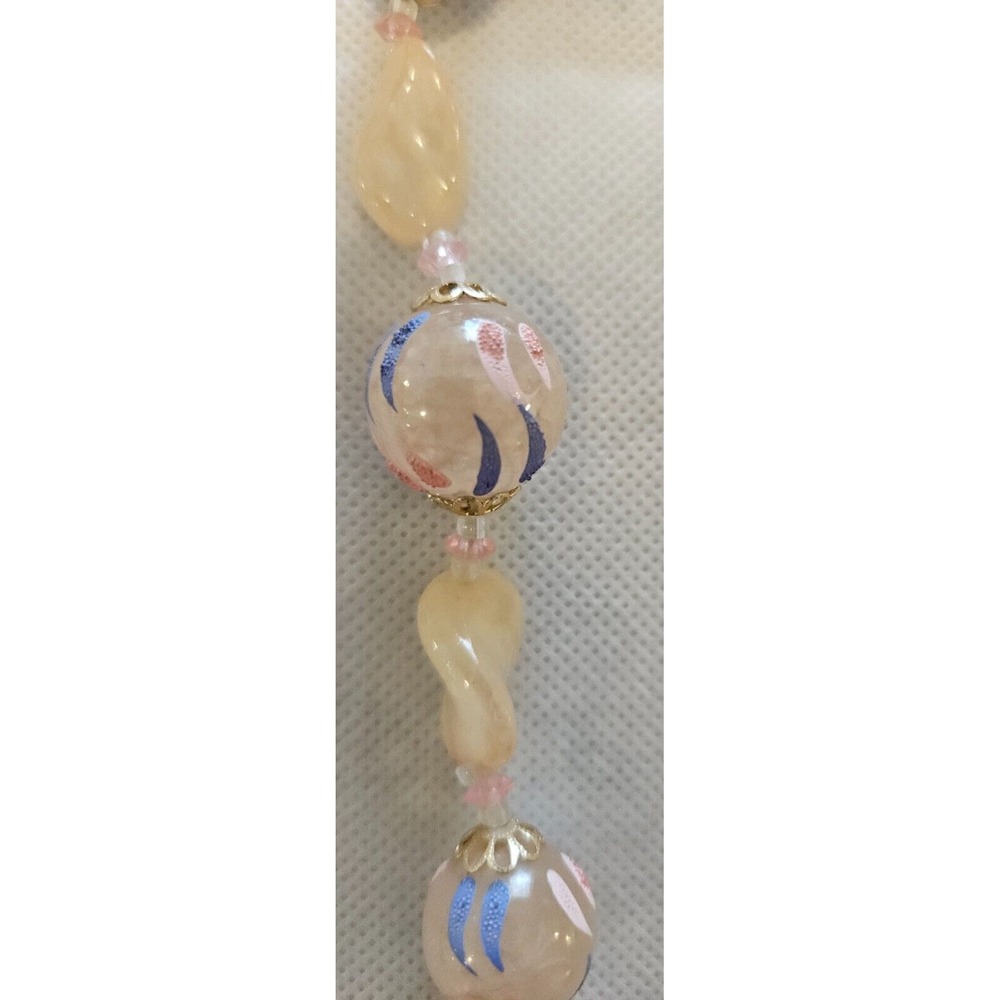 Vintage HONG‎ KONG Pink and Blue 24" Beaded Necklace - round clasp - very nice - Picture 6 of 12